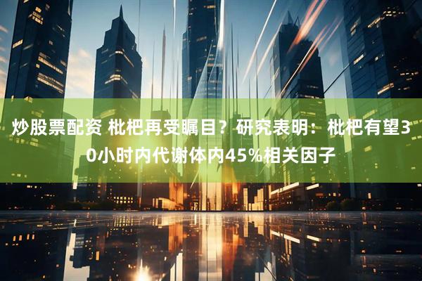 炒股票配资 枇杷再受瞩目？研究表明：枇杷有望30小时内代谢体内45%相关因子